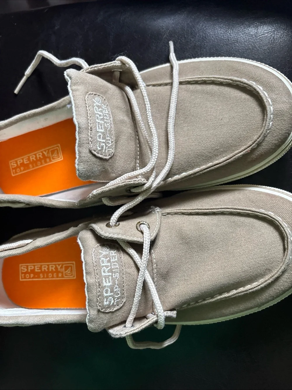 Sperry Men's Canvas Boat Shoes in Khaki